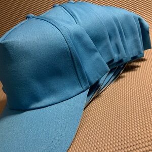 NEW! Lot Of Ten (10) Blank Light Blue Clasp Back Strap Baseball Hats